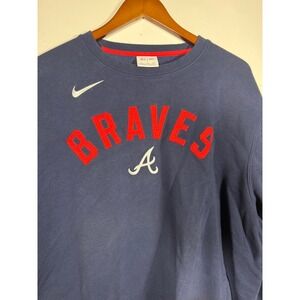 Nike Atlanta Braves MLB Crewneck Sweatshirt Mens XXL Navy Blue Fleece Pullover